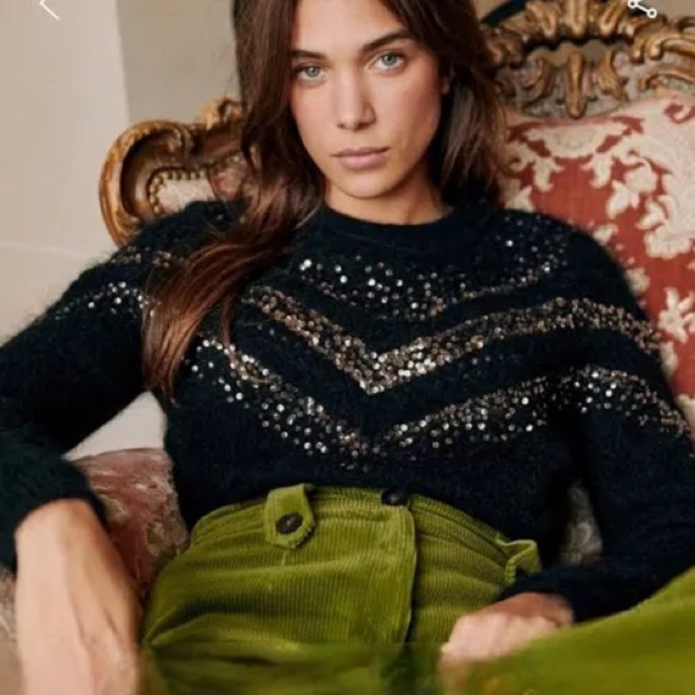 Sezane Shelby Sweater Noir. - Size XS